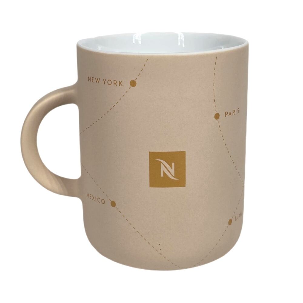 NESPRESSO COLLECTIONS PORCELAIN MUG – BEIGE & GOLD – FESTIVE ODYSSEY CITY DESIGN